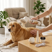 Pet grooming vacuum brush for removing loose dog and cat hair